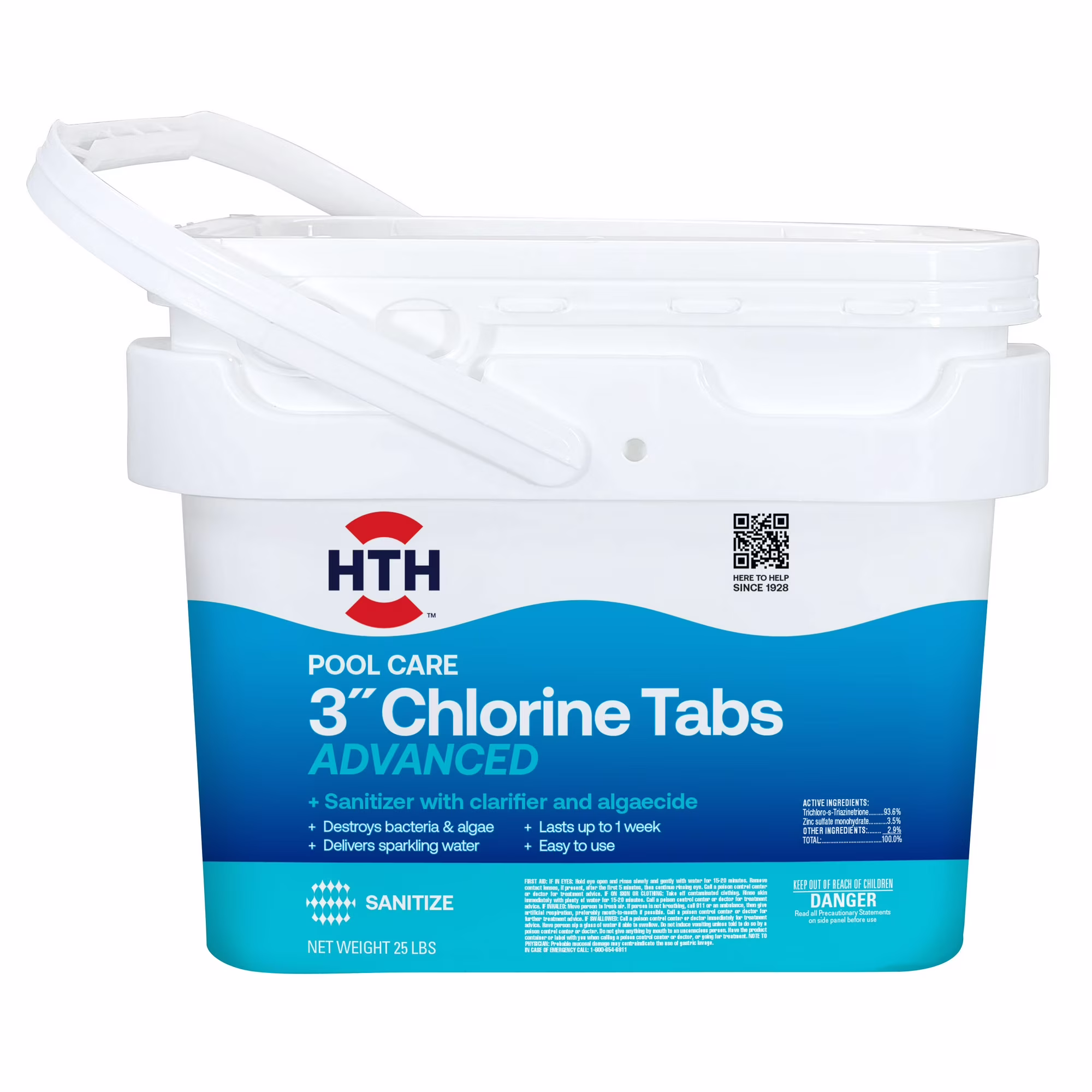 HTH 3-inch Chlorine Tablets, 25 lb bucket